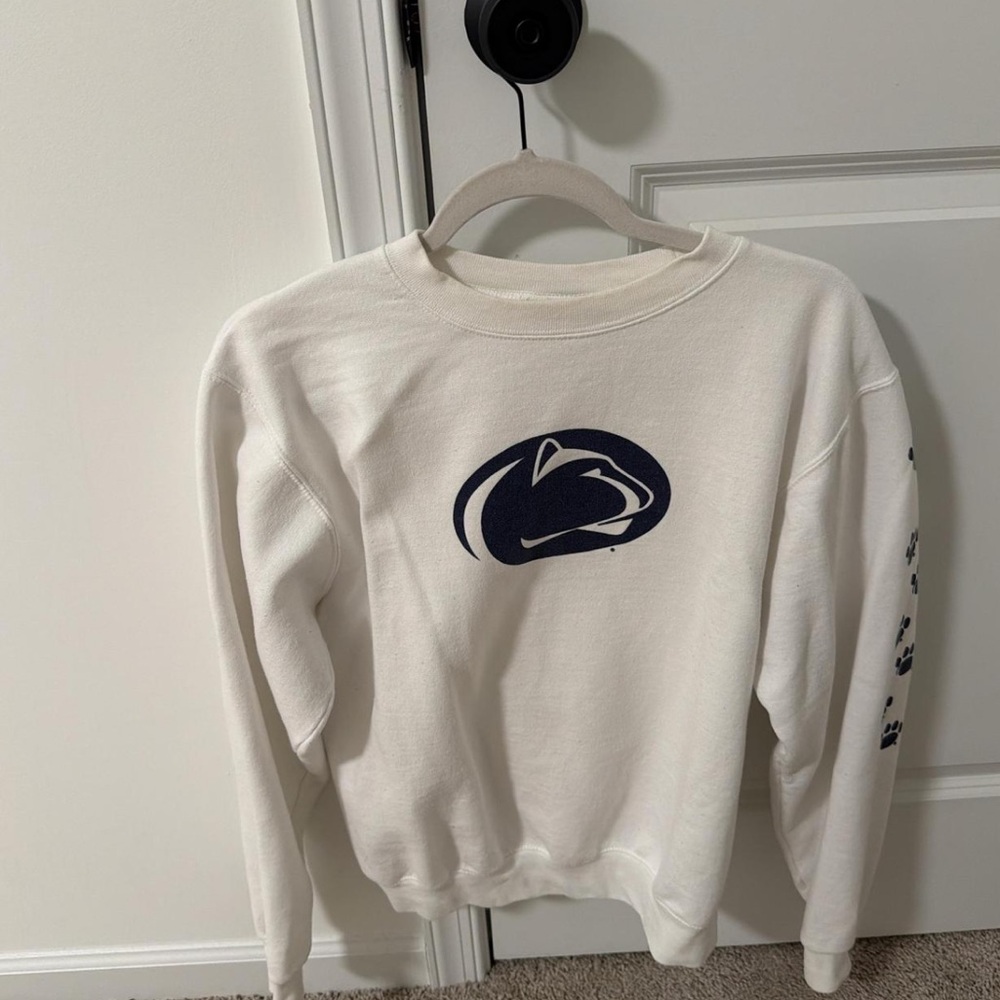 Penn State White Crewneck Sweater with Logo
